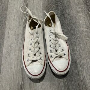 White Canvas Sneakers with Red Trim